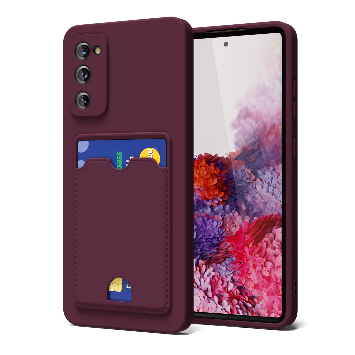 oakxco for Samsung Galaxy S20 FE Case with Card Holder, Cute Silicone Wallet Phone Case with Credit Card Slot, Soft Rubber Thin Slim Purse for Women