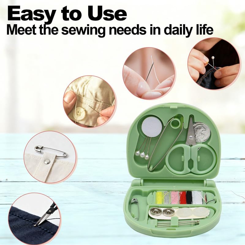 REROON Paquete de 2 mini kit de costura de viaje para regalos de Navidad, suministros de costura esenciales para dormitorio para adolescentes y niños, kit portátil de reparación de hilo y aguja de