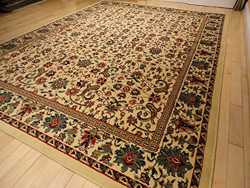 Large 8'x11' Traditional Cream Rugs Floral Area Rugs Persian Isfahan 8x10 Rug Dining Room Carpet Area Rugs 8x10 Clearance Under 100 (Large 8'x11' Rug)