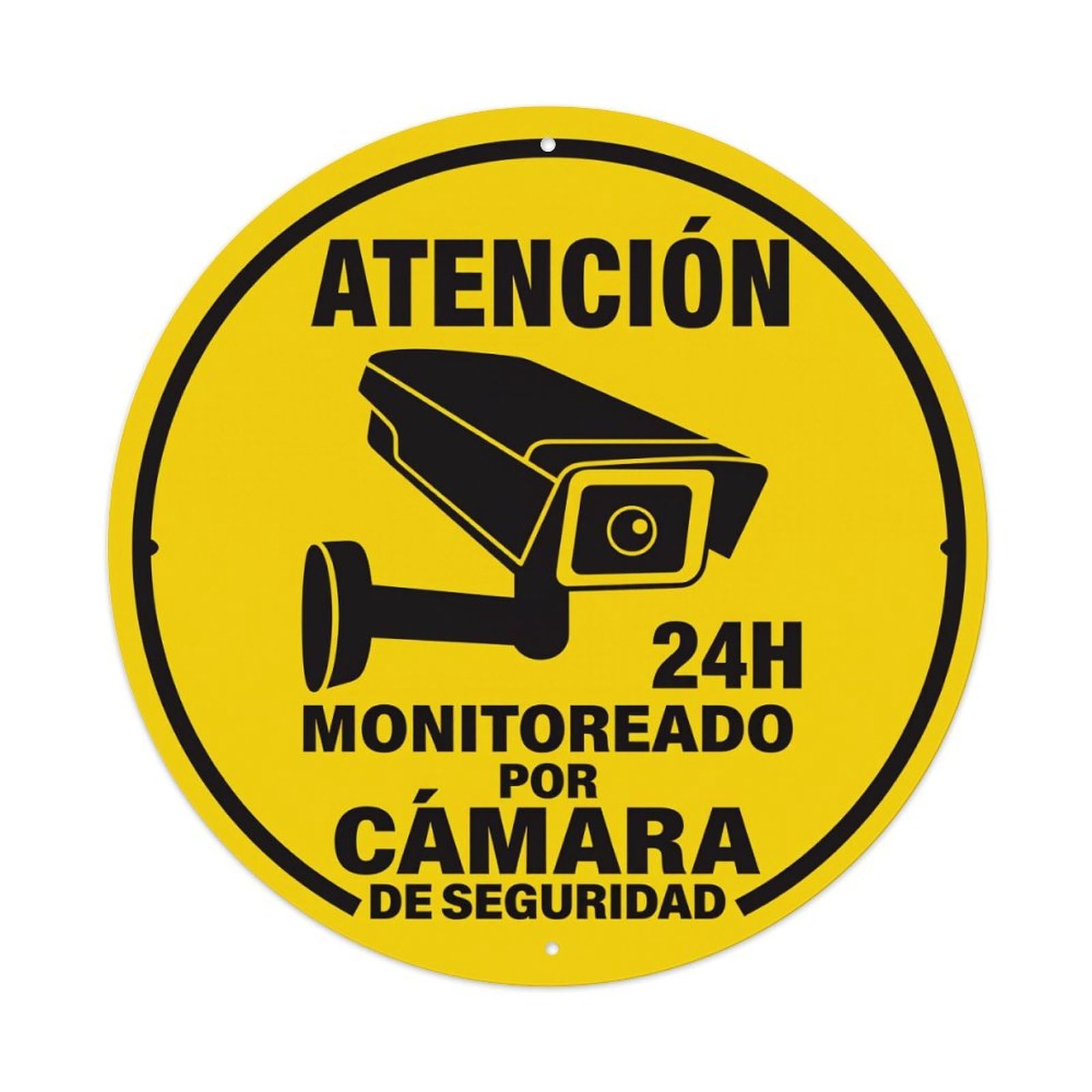 24h Attention Monitored by Security Camera Metal Tin Sign Vintage Garden Bedroom Cafe Bar Man Cave Home Wall Decor Metal Poster 8x8 inches