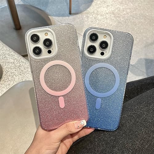 Étui de chargement sans fil à paillettes ENILSA pour iPhone 14 coque acrylique vert