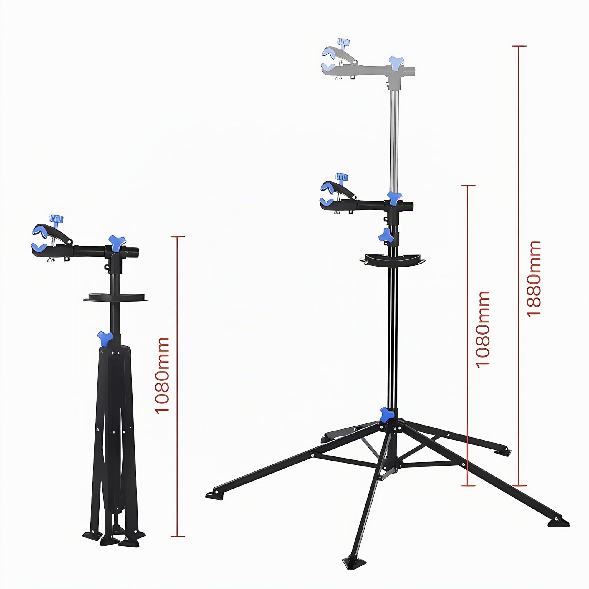 Retoo Fahrradmontageständer für Fahrräder, bis 30 kg, höhenverstellbar 108-190 cm, stabiler Montageständer für Mountainbike & E-Bike, Montageständer, Fahrradhalter für Garage & Haus, Schwarz