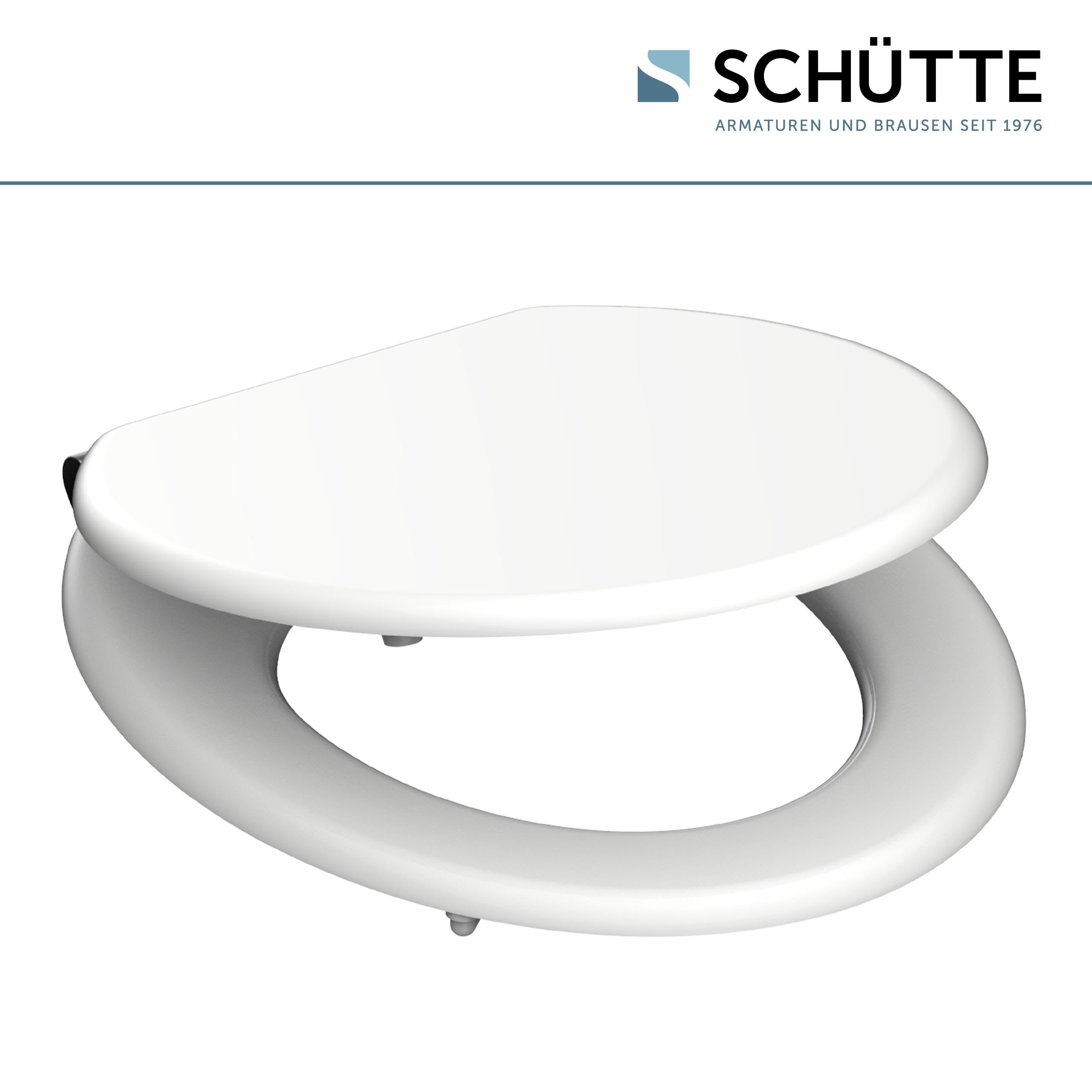 Schütte 84100-A - Coperchio con anima in legno (carico massimo del sedile del water 150 kg), con meccanismo di abbassamento, colore: bianco