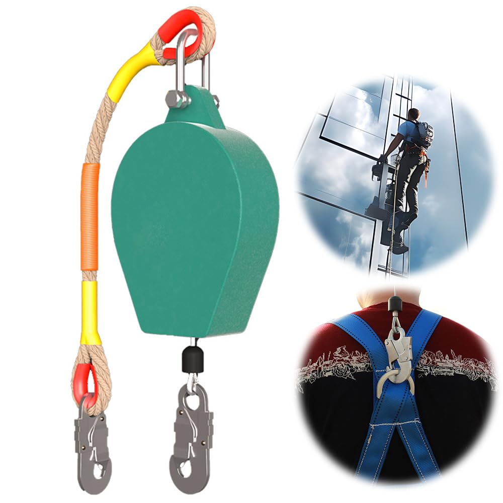 Lotvic Antichute a Rappel Automatique 10m, Dispositif Anti Chute a Rappel Automatique, Ligne de Vie Auto-Rétractable, Harnais de Securite Anti Chute Professionnel, Charge Maximale 150 kg