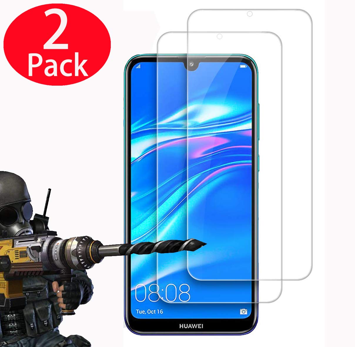 GAPlus Huawei Y7/Y7 Pro / Y7 Prime 2019 Film Protecteur D'écran En Verre Trempé [Couverture Intégrale] [Compatible Avec Les Coques] Protecteur D'écran Pour Huawei Y7/Y7 Pro / Y7 Prime 2019