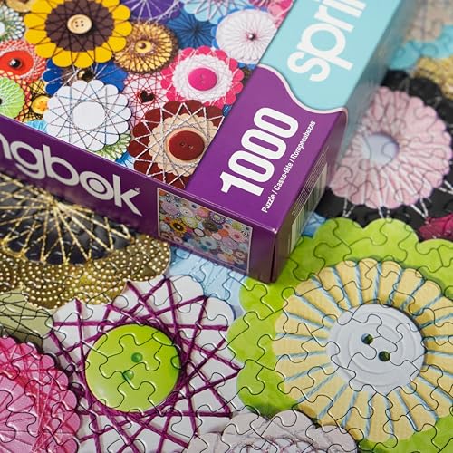 Rompecabezas de 1000 piezas para adultos: mosaico floral de botones Springbok 5