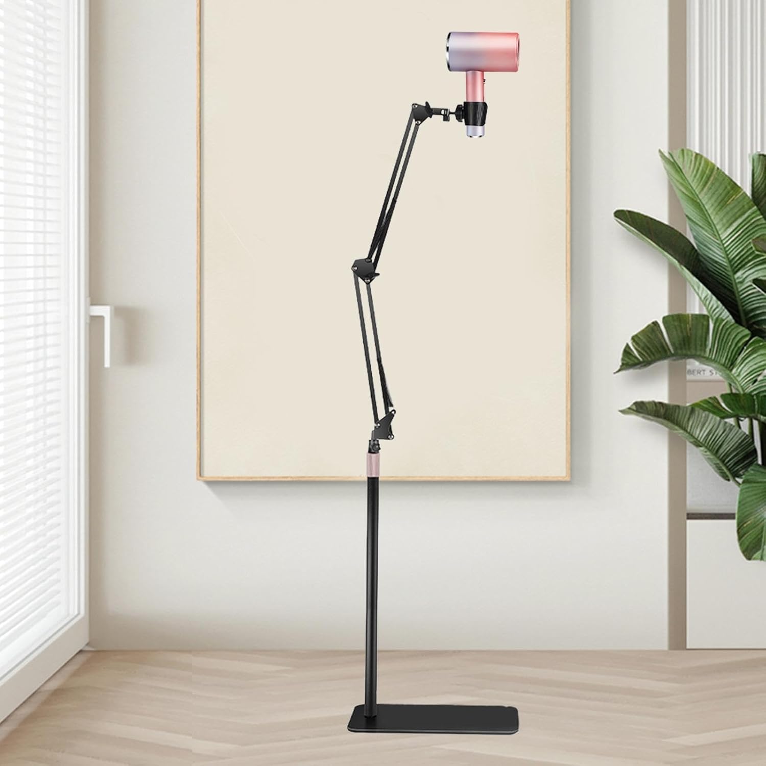 Soporte para secador de pelo con base pesada, soporte multifuncional de altura y ángulo ajustable para secador de pelo con una base pesada para el hogar y el cuidado de mascotas