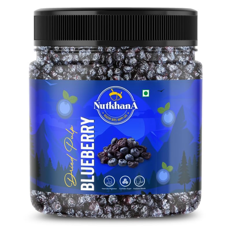 Image of Nut khana Organic Dried Blueberry 250 gm | Whole & Naturally Sweet Berry | High in Antioxidants & Fiber | Healthy Blueberry Snack | Rich In Calcium, Vitamin K