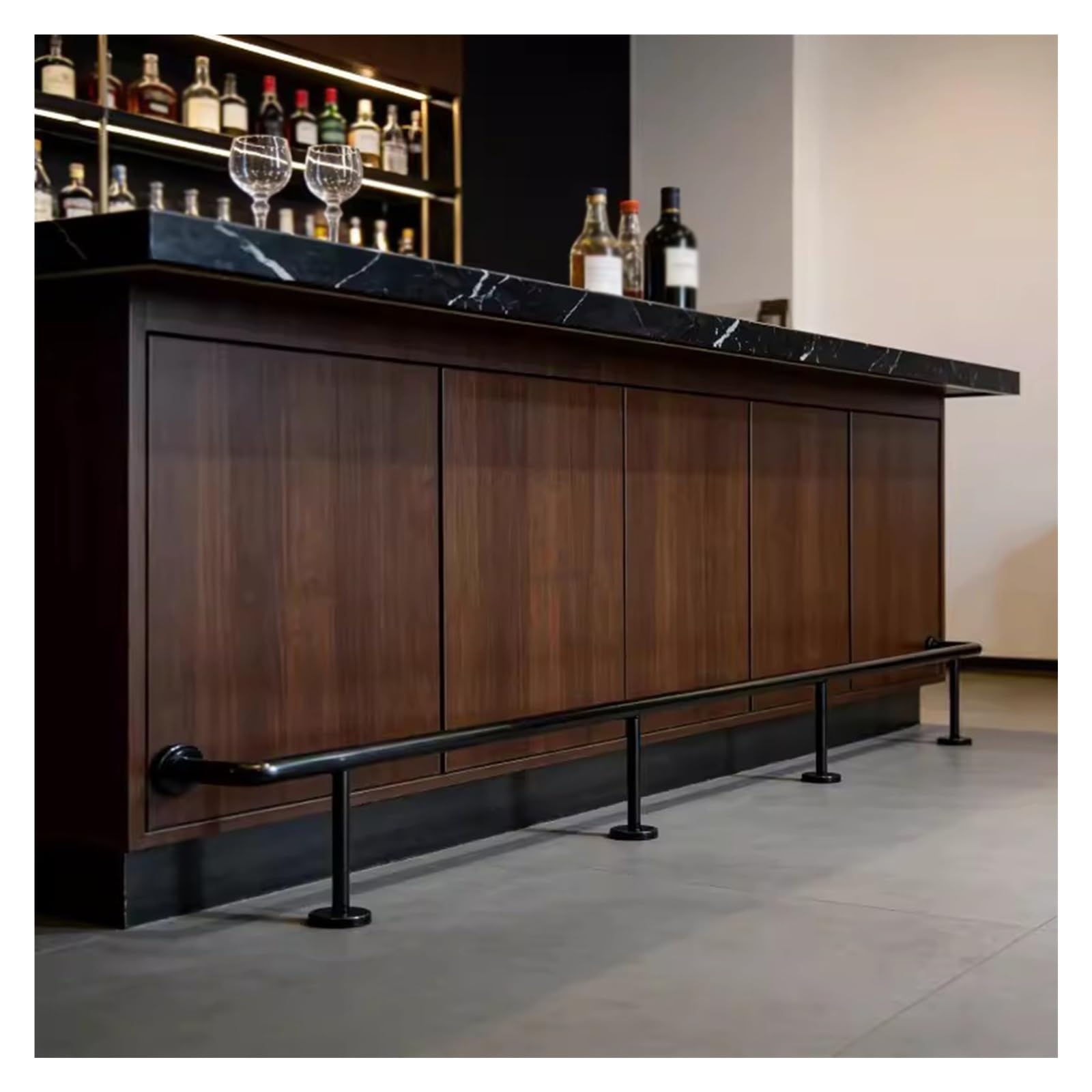 Générique Barre de Repose-Pieds de Bar avec matériel de Fixation, Support de Sol Robuste, kit de Barre de Repose-Pieds de Bar de 1,4 m (4,6 pi) pour Restaurants, gazebos et patios, Supports réglables