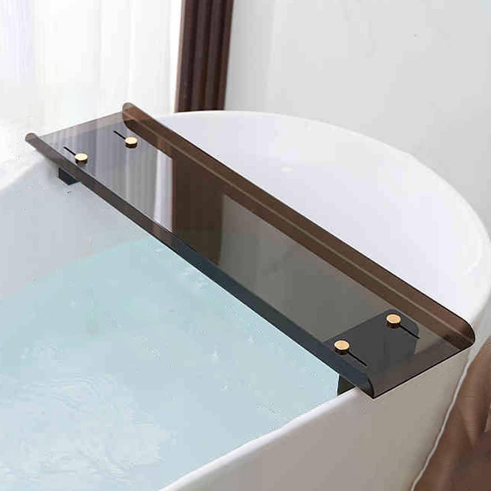 Vassoio per vasca da bagno regolabile antiscivolo in bambù, impermeabile, per candele, libri di vino e telefoni, accessorio da bagno per relax e lusso
