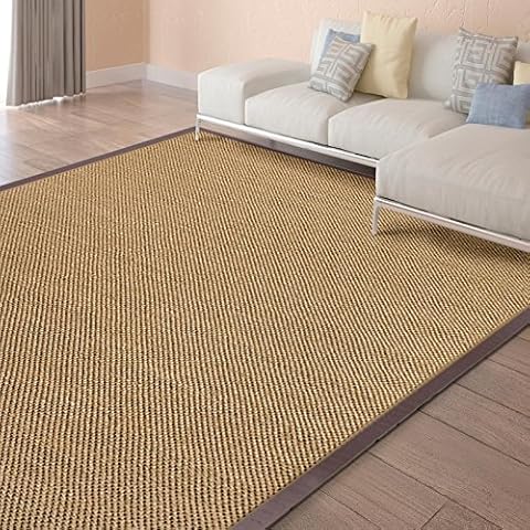 Alfombra de sisal natural con cenefa y diseño de ojo de tigre Cover