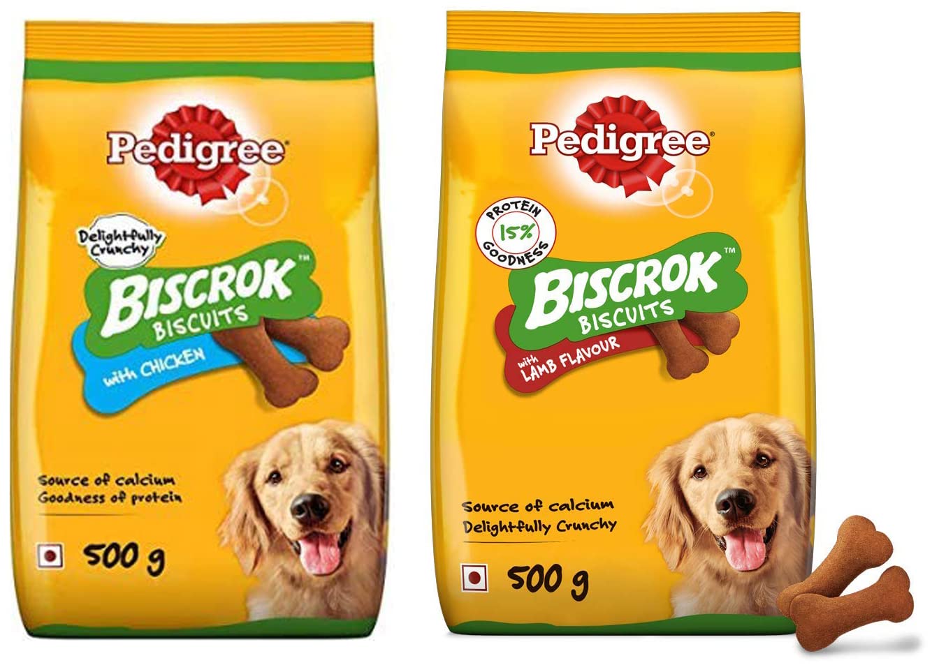 Pedigree Biscrok Biscuits Dog Treat (Above 4 Months) Chicken Flavour, 500g Pack & Biscrok Biscuits Dog Treat (Above 4 Months) Lamb Flavour, 500g Pack (B09VH63Z26) Amazon Price History, Amazon Price Tracker
