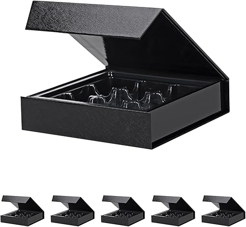 6 cajas de trufas, cajas de chocolates, cajas de regalo de trufa negra con bandeja de plástico de 9 piezas, tapa de cierre magnético de 5.7 x 5.7 x
