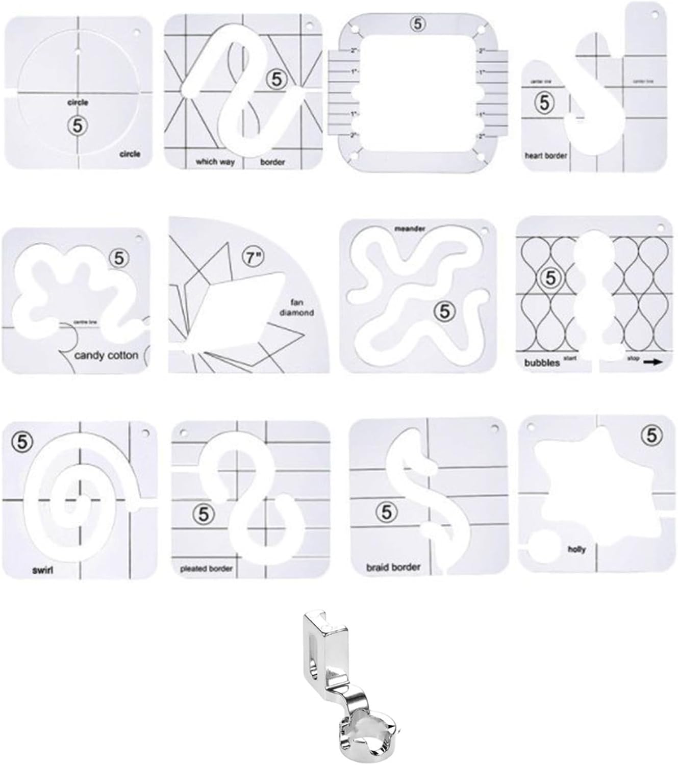 13 Pcs Quilting Ruler Sewing Ruler Stencil Frees Motion Template Set for Sewing