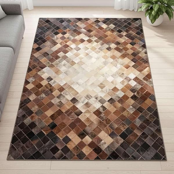 Sleek Leather Rug Ideas for Living Room Edge 23 Natural Brazilian Cowhide Area Rug