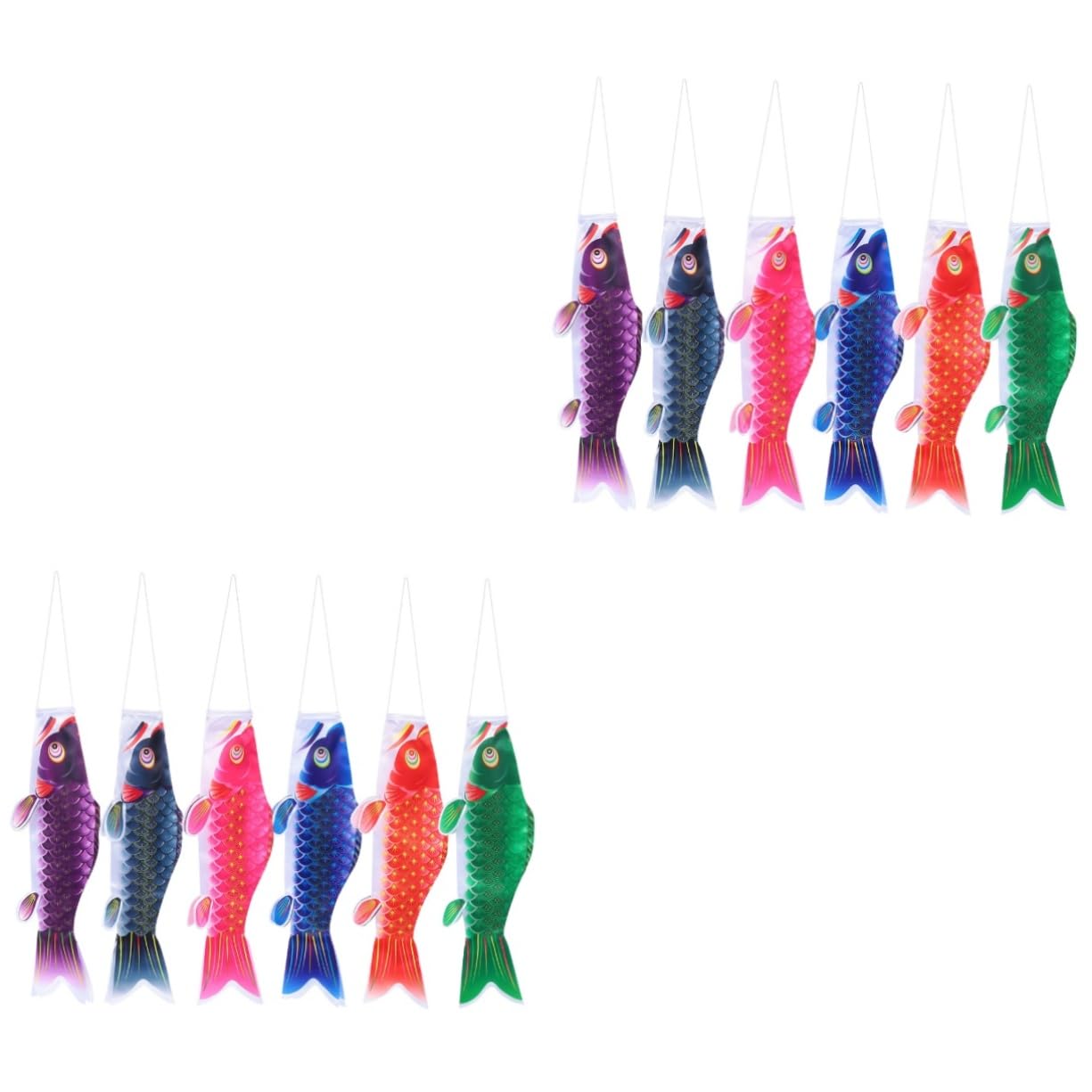 Fanions colorés Carpe Koi UPKOCH résistants pour décoration extérieure et fêtes, 12 pièces