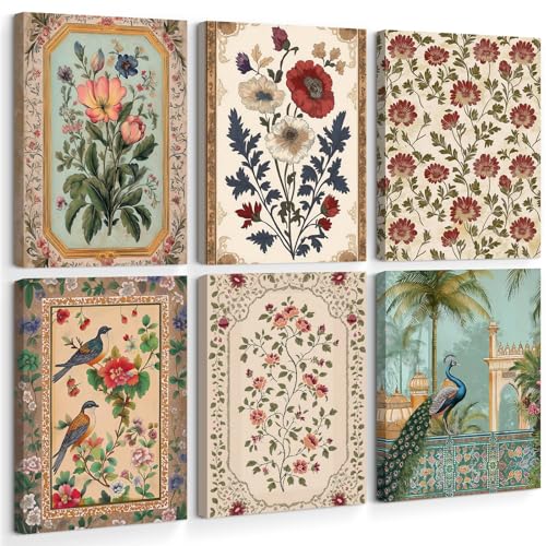 Indian Wall Art Vintage Floral Canvas Poster India Wall Decor