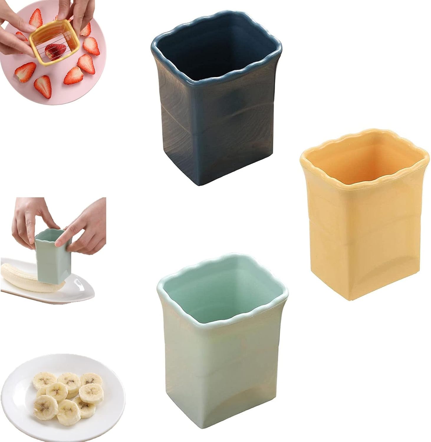 Cup Slicer, Fruit Slicer Cup, Stainless Steel Strawberry Slicer, Banana