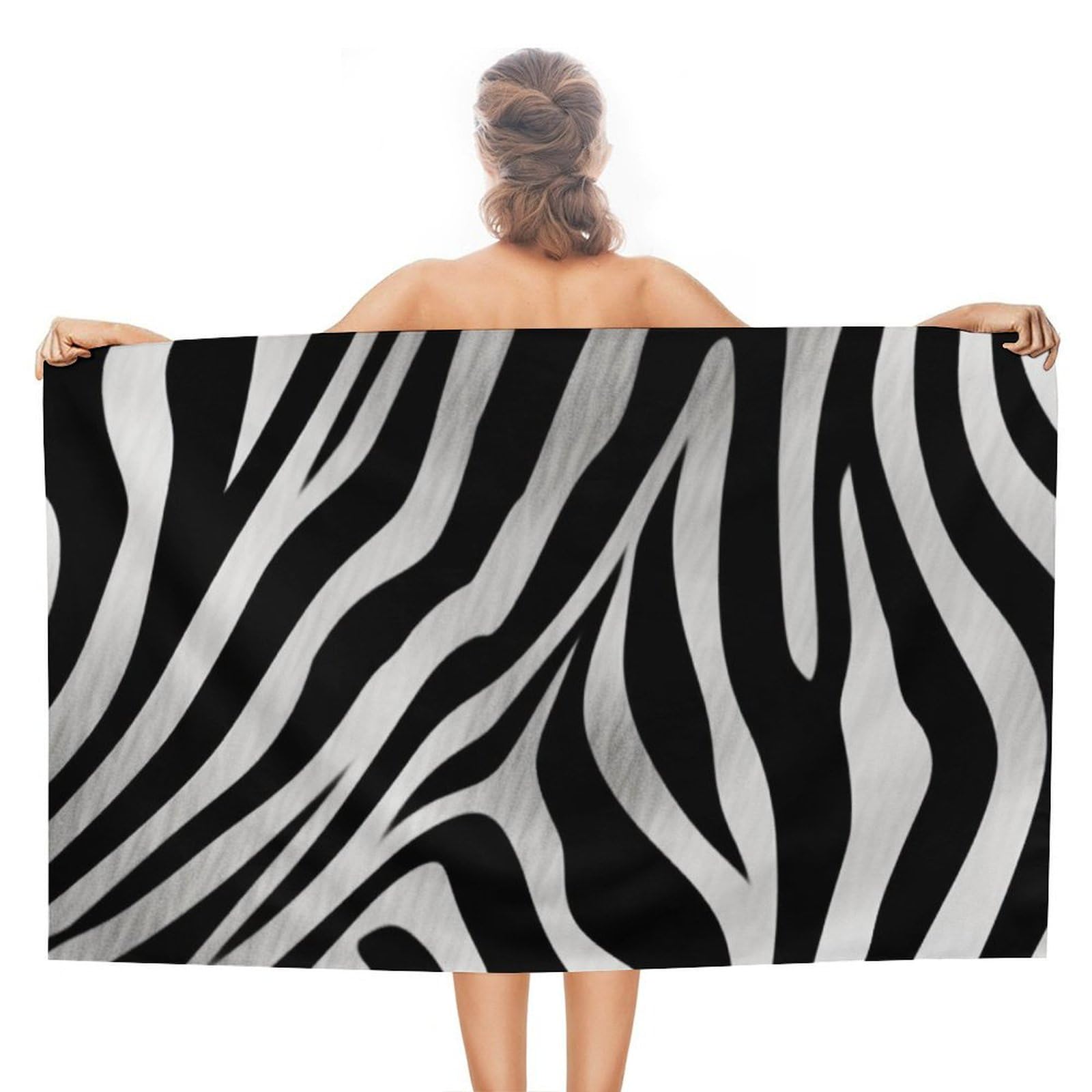 LSRCPD Beach Towels Zebra Print Pool Bath Yoga Swim For Men Women 80X130Cm