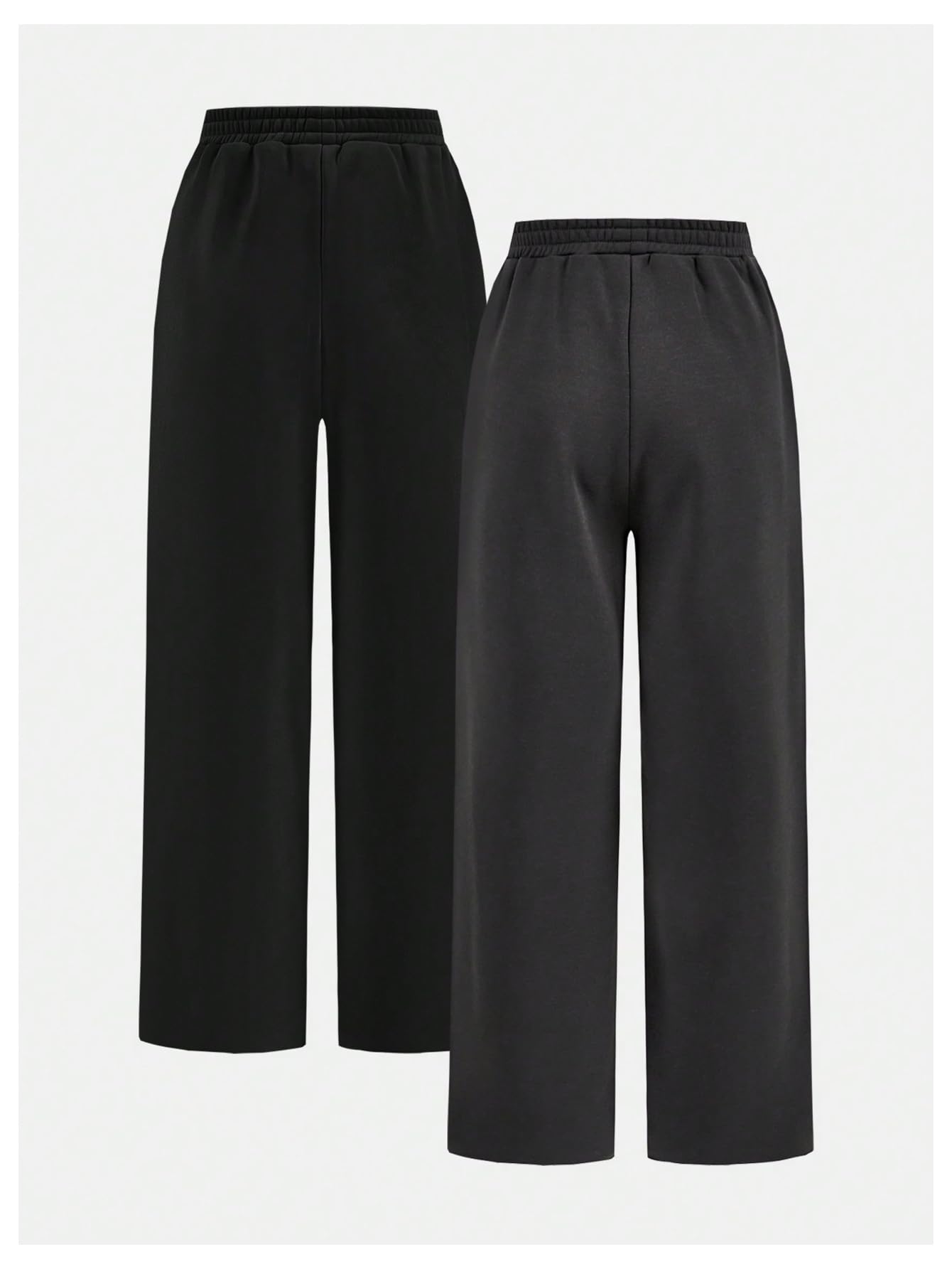 RoseSeek Paquete de 2 pantalones deportivos para niña, cintura elástica, pierna recta, cintura alta, casuales, holgados