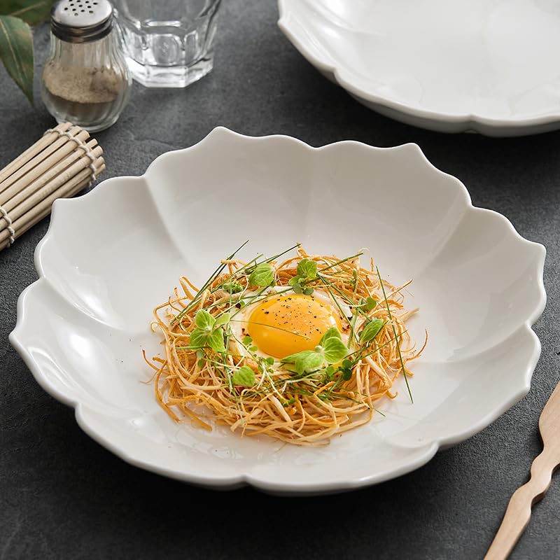 Platos Llanos platear de ensalada, postre, platear de cerámica, platear de verduras, platear de sopa de pétalos caseros, platear de cena simple, platear creativo Platos de Ensalada(10inch)