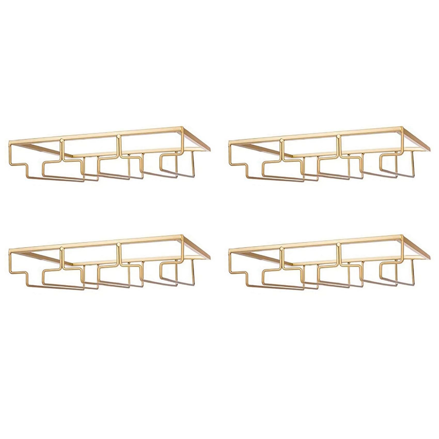 Hndhbfgrt 4X 3 Rows Wine Glass Rack Under Cabinet Stemware Holder Iron Wine Glass Organizer Glasses Storage Hanger for Bar Kitchen