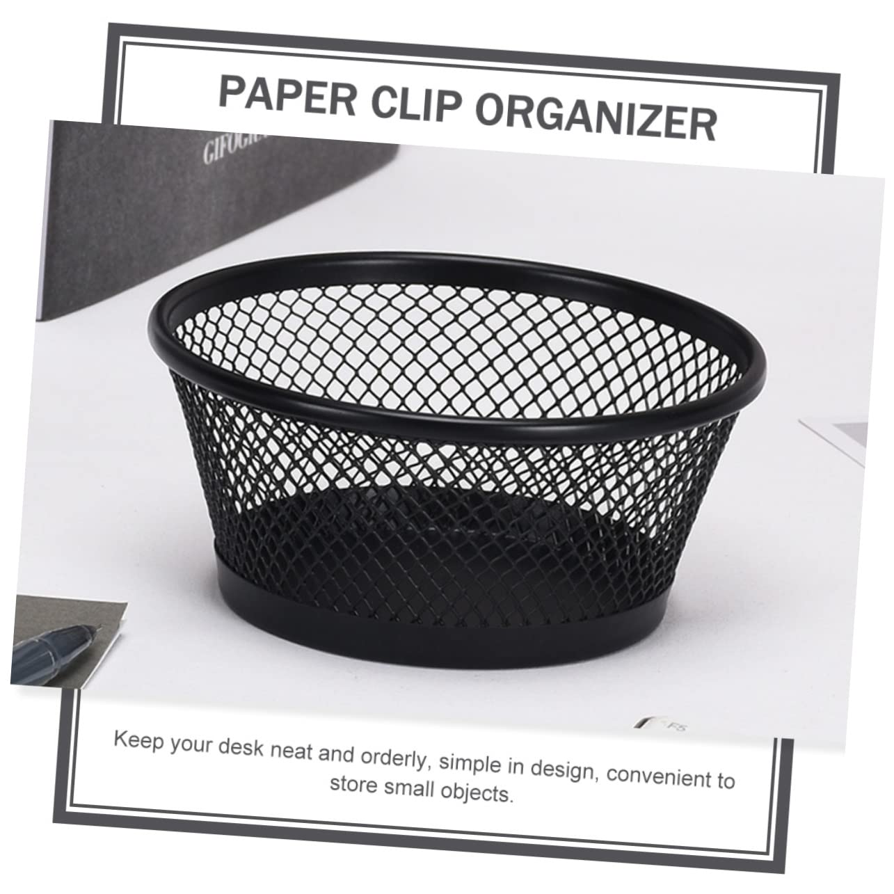 NAMOARLY Black Mesh Paper Clip Holder Set Desk Organizer Clip Holder for Paperclips