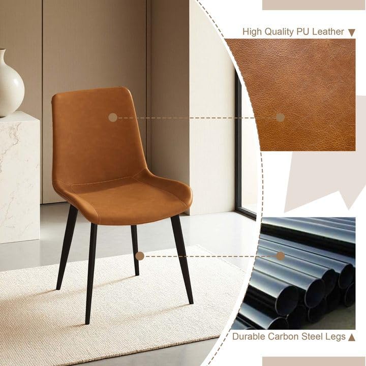 Miniatura 6 de Sillas de comedor con respaldo cómodo y patas de metal resistentes, modernas sillas tapizadas de piel sintética para cocina y oficina para comedor,