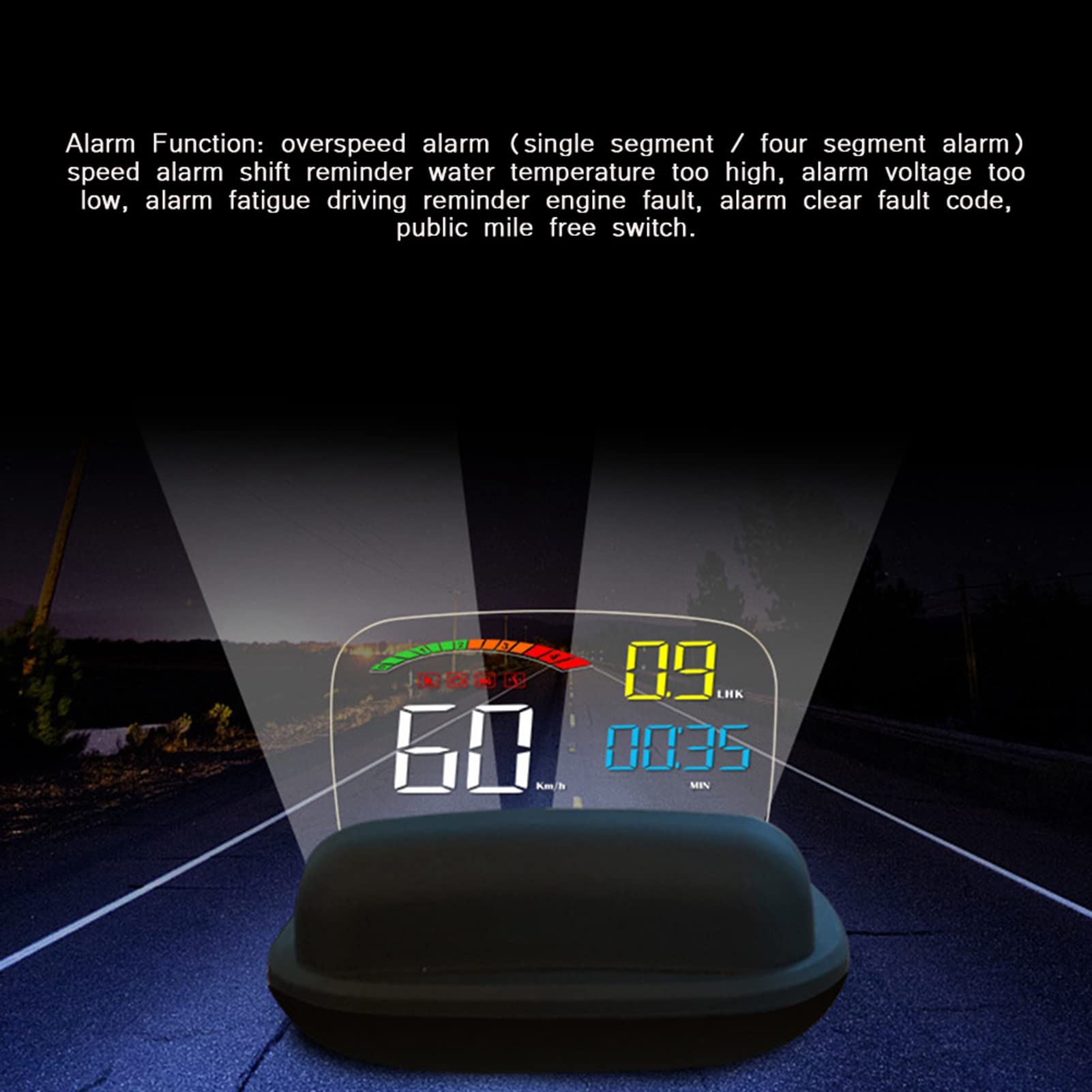 Head Up Display Display Head Up per Auto Abs Pc Display Head Up a Grande Schermo Adatto per Obd e Gps Dual System Car Head Up Display)11V 18V)