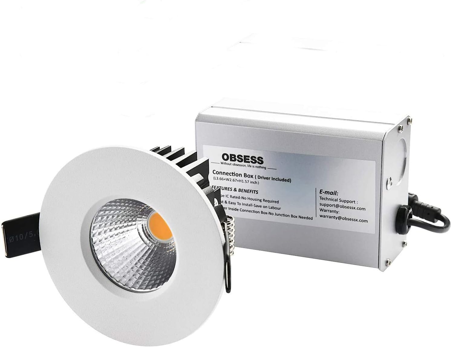 OBSESS 3 Inch LED Recessed Ceiling Light with Junction Box Dimmable LED Downlight Shower Lights Gimbal Trim 4000K Neutral White 8W 600LM Brightness IP65 Waterproof