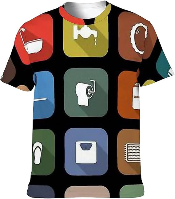 Amazon 長い影付きのバスルームフラットアイコン Tシャツ メンズ 半袖 肌着 ゆったり 薄手 快適 カジュアル おしゃれ メンズ服 夏 Tシャツ カットソー 通販