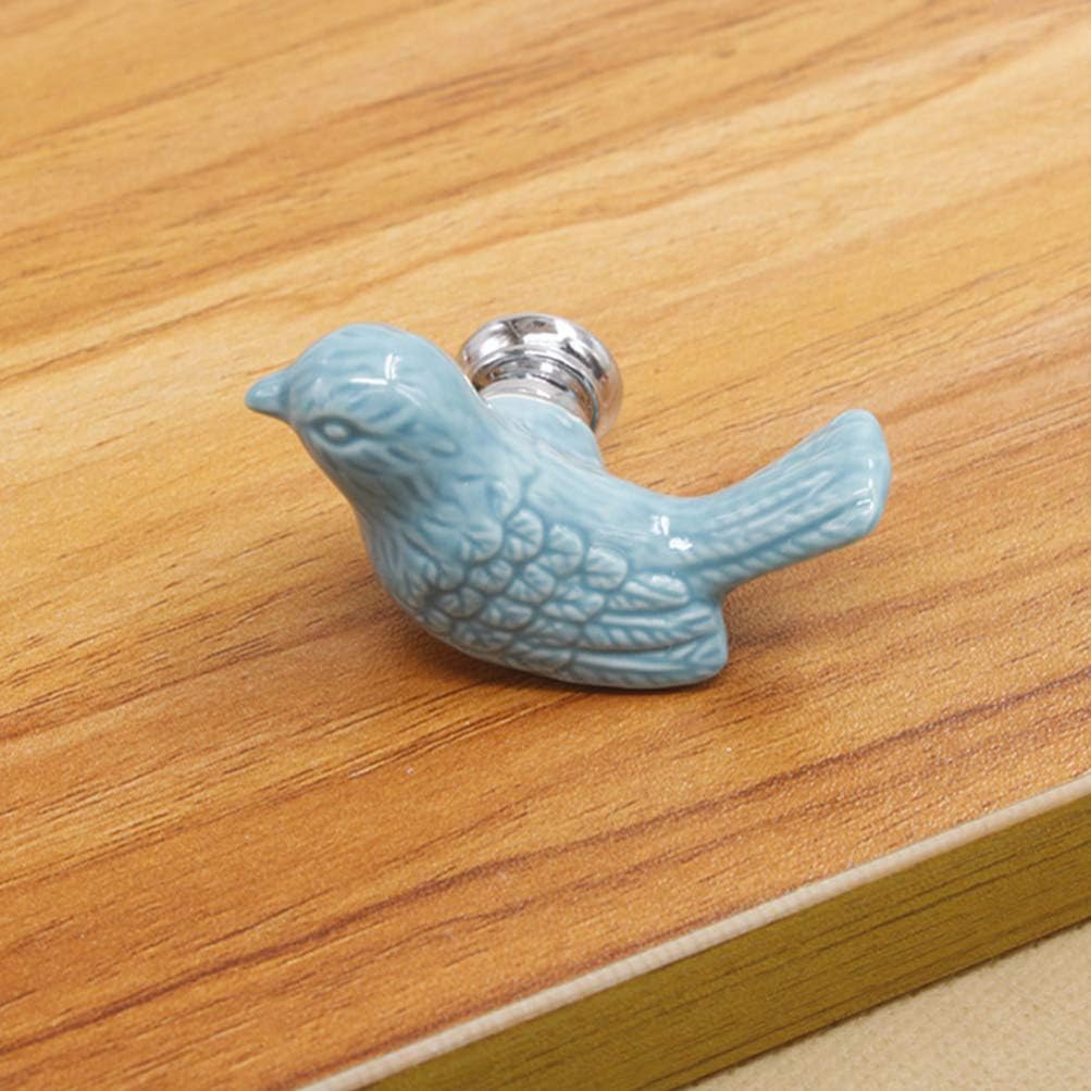 BESPORTBLE 2pcs Ceramic Cupboard Cabinet Door Knobs Drawer Pulls Bird Knobs Vintage Hardware Porcelain Door Wardrobe Pull Sky-Blue