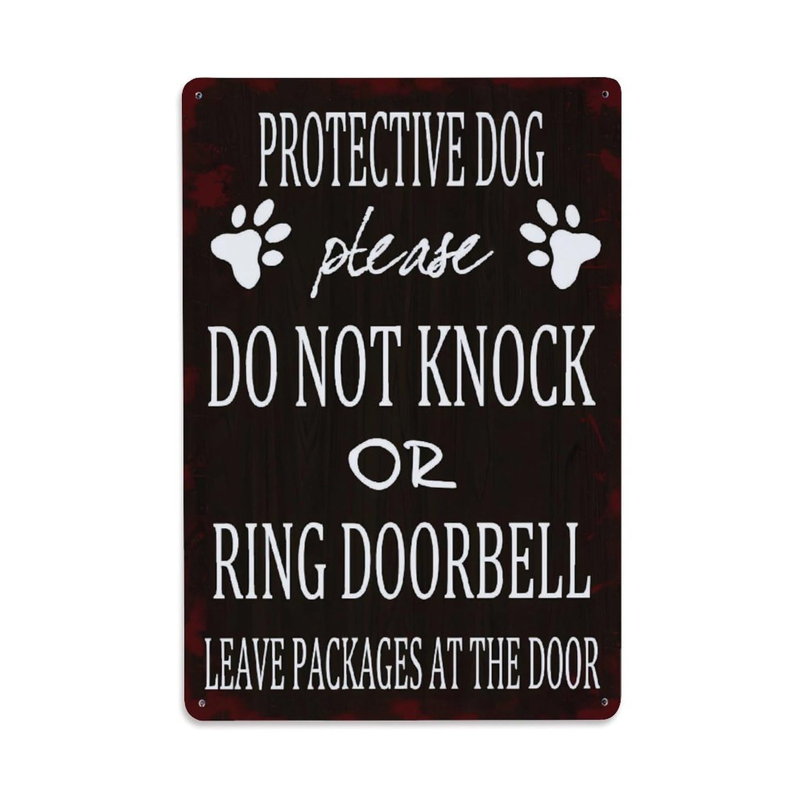 Protective Dog Do Not Knock Or Ring Doorbell Sign Vintage Aluminium Metal Sign, Retro Wall Decor for Home, Bar, Garage & Farmhouse 30x20cm