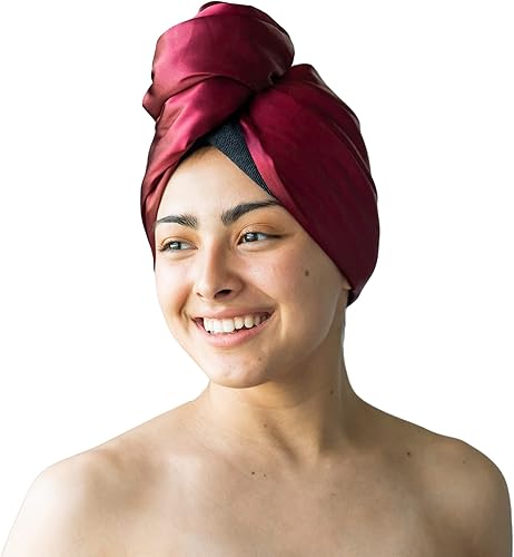 Miniatura 1 de Toalla de microfibra de satén para mujer, turbantes para cabello mojado con bolsa de almacenamiento a juego y coletero, toalla de secado rápido para
