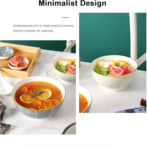 Miniatura 6 de Juego de 2 cuencos de sopa de 8 pulgadas, cuencos de sopa de porcelana, para cena, pasta, preparación, servir, ensalada, microondas y lavavajillas,