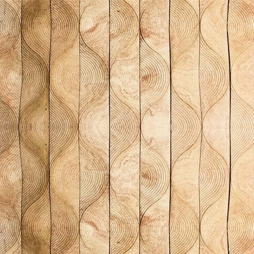 LZH-LP Papier Peint Autocollant, 44x300CM Géométriques Bois Patchwork Ombres Lumineuses 3D Papier Contact Décoller Coller Vinyle Film Décoratif Amovible...