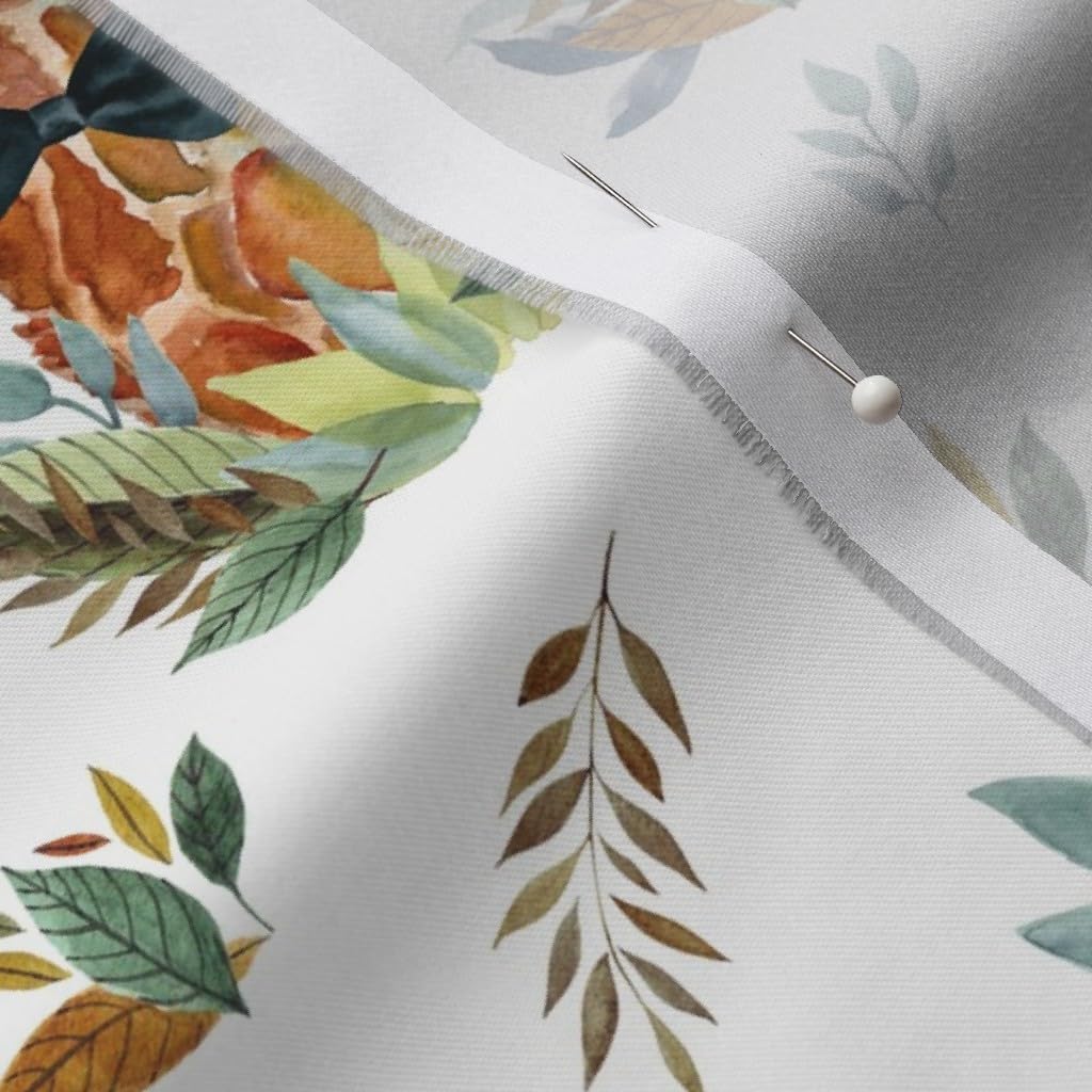 Spoonflower Fabric - Boy Giraffe Free Leaves Flowers Floral Woodland Animals Jungle Fashion Printed on Organic Cotton Sateen Fabric by The Yard - Sewing Quilting Apparel Home Decor