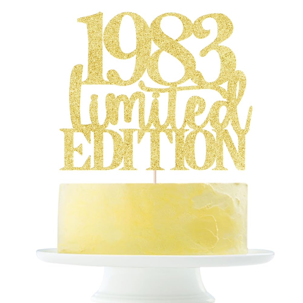 Limited EDITION 1983 cake topper 43th birthday happy birthday cake topper men and women cheer 43 years old handmade gold glitter cake decoration (1983
