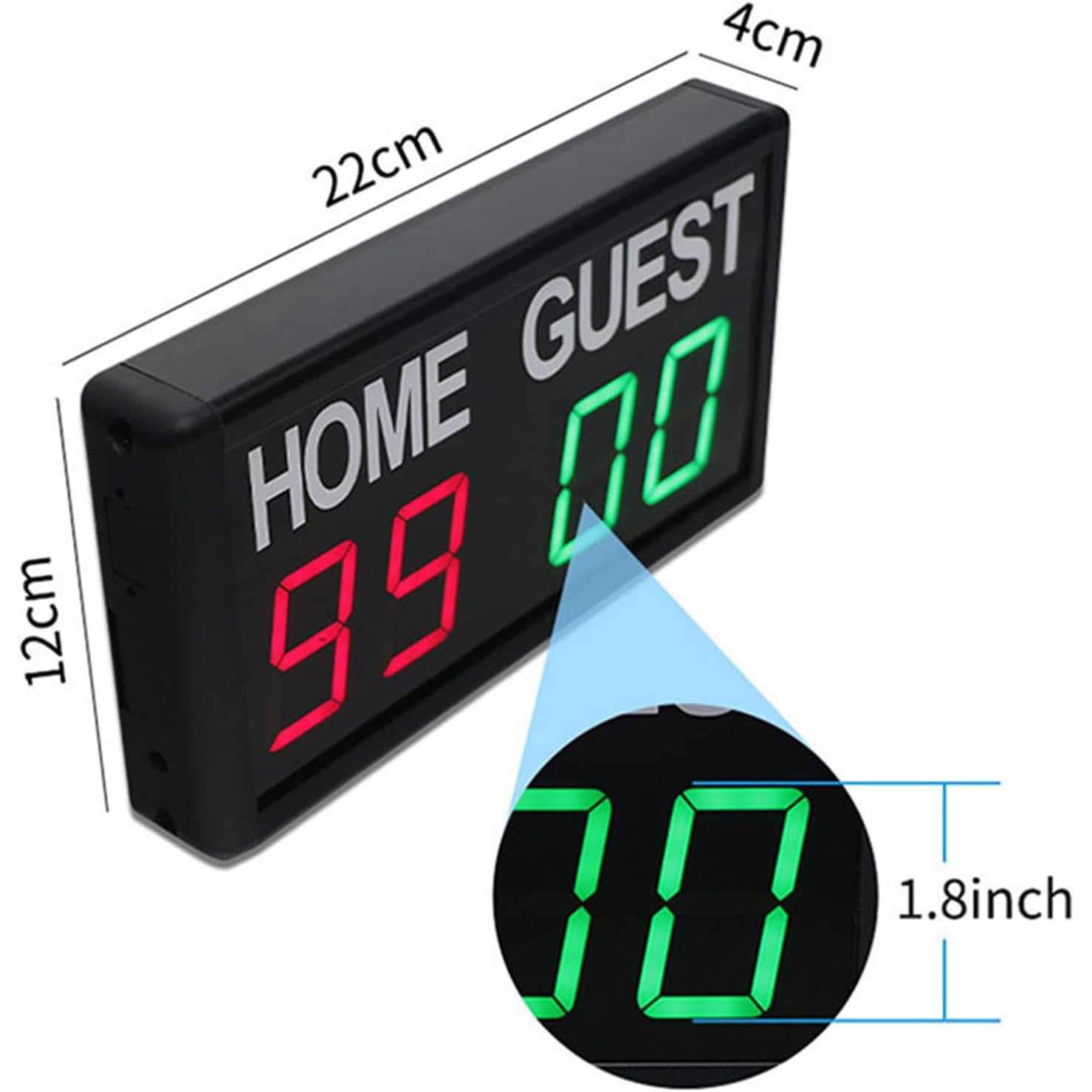 Tableau de score numérique portable LED avec télécommande, affichage des scores de 0 à 99, convient pour les jeux d'intérieur et d'extérieur comme le volley-ball, le basket-ball, le football Tableau de score numérique portable LED avec télécommande, affichage des scores de 0 à 99, convient pour les jeux d'intérieur et d'extérieur comme le volley-ball, le basket-ball, le football