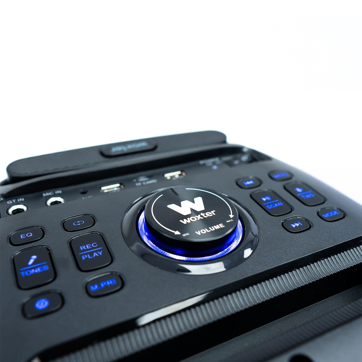 Woxter Rock'n'Roller ST - Altavoz Trolley Bluetooth Rock'n'Roller ST, 100W, 4,5 Ah de batería, Bluetooth, AUX, Tarjeta de Memoria SD, Pantalla LED