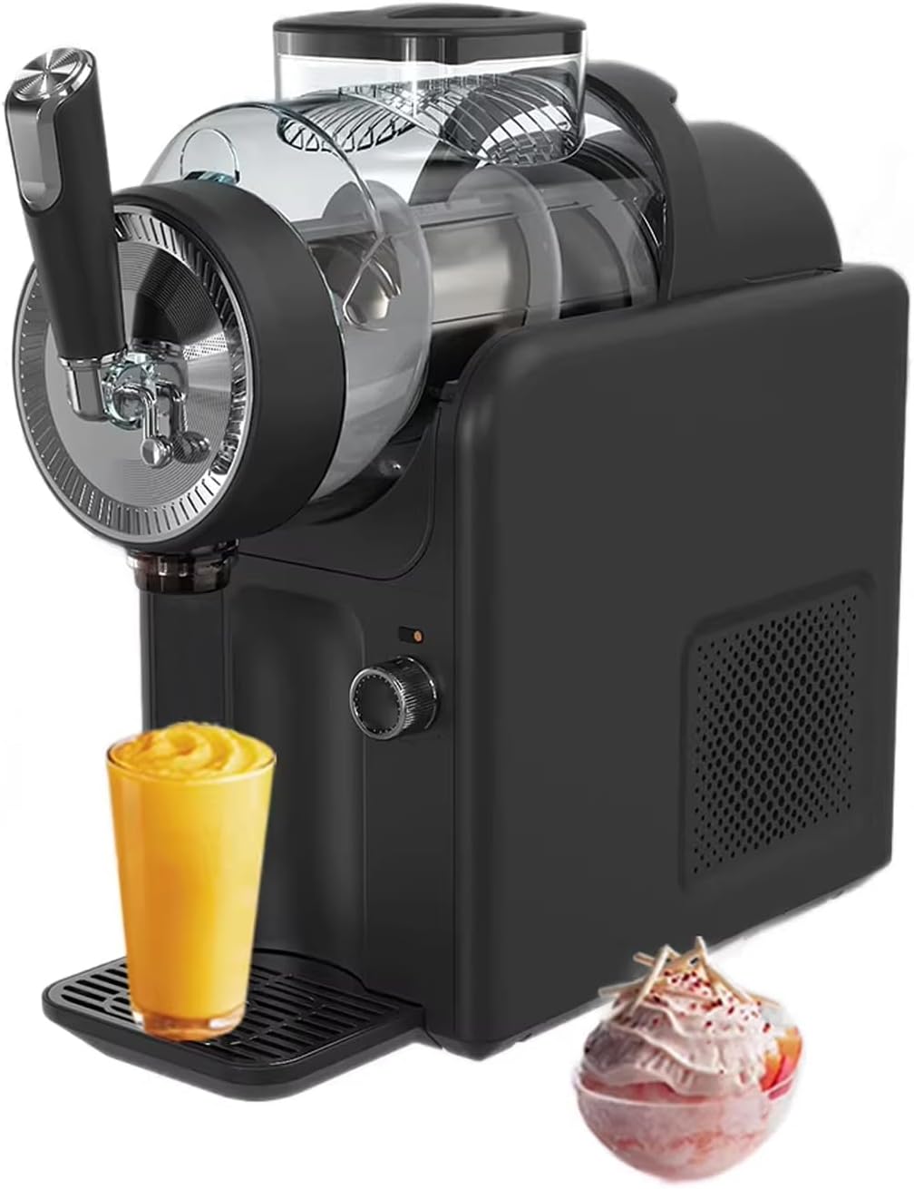 Commercial Soft Serve Ice Cream Machine & Slushie Maker, 2-in-1 Frozen Drink Machine with LED Display for Cafe & Home Use black