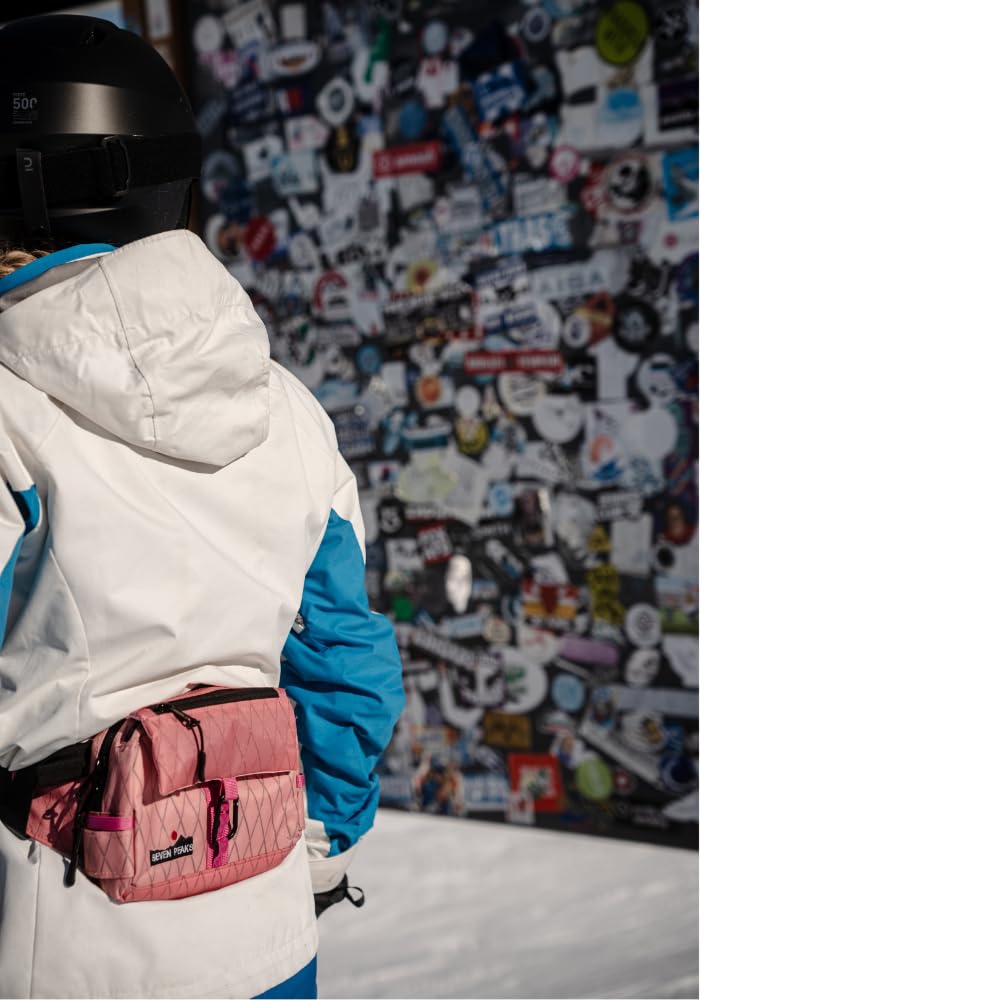 Seven Peaks Wodoodporna torba przeciwkradzieżowa z wieloma przegrodami, regulowana sportowa saszetka biodrowa dla mężczyzn i kobiet, idealna do podróży, biegania, wędrówek i jazdy na rowerze, Różowy