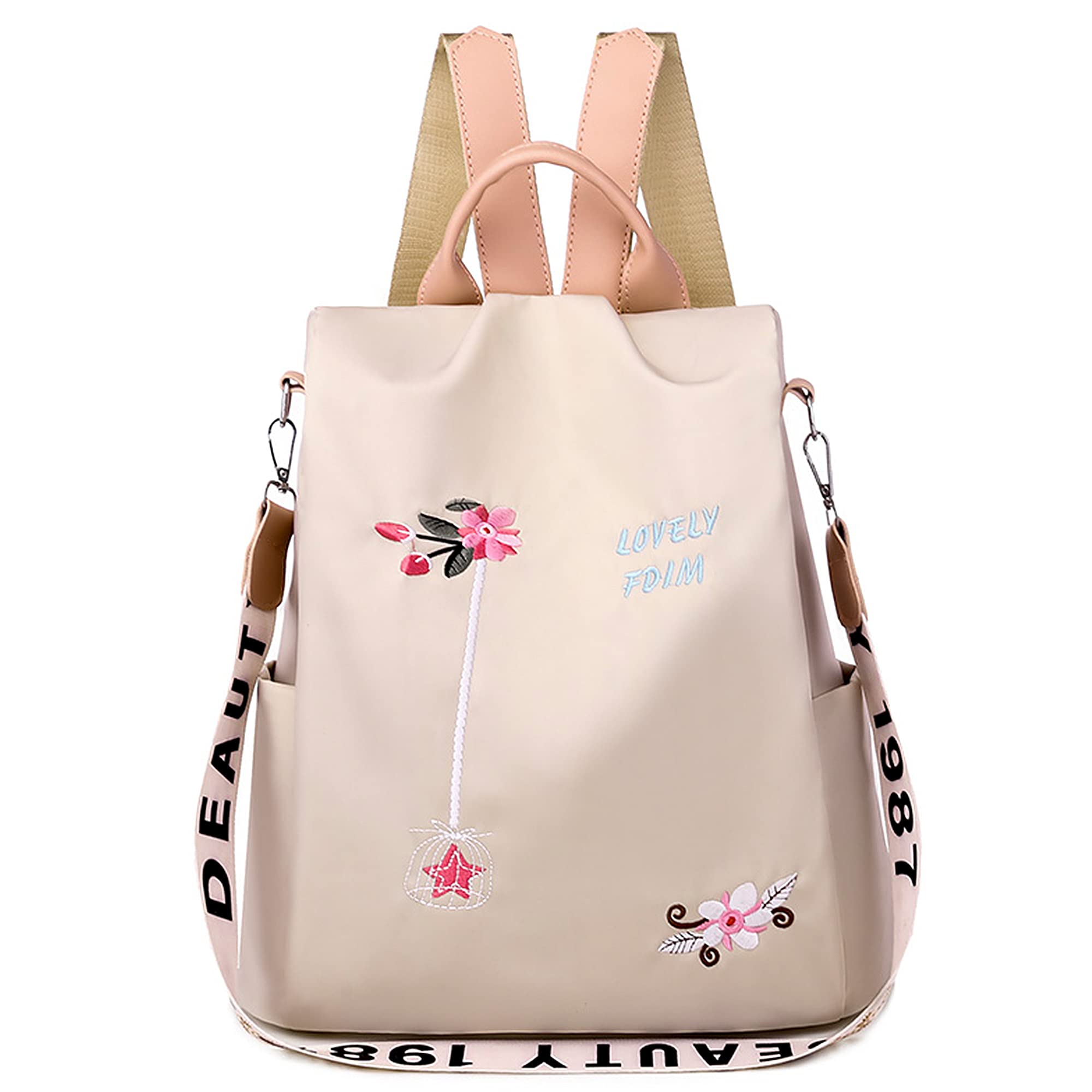 DORRISO Zaino Donna Carino Nylon Borsetta Viaggio Daypack Anti Ladro Zainetto Casual Borse a Tracolla Scuola Outing Nylon Donna Zaino Marrone