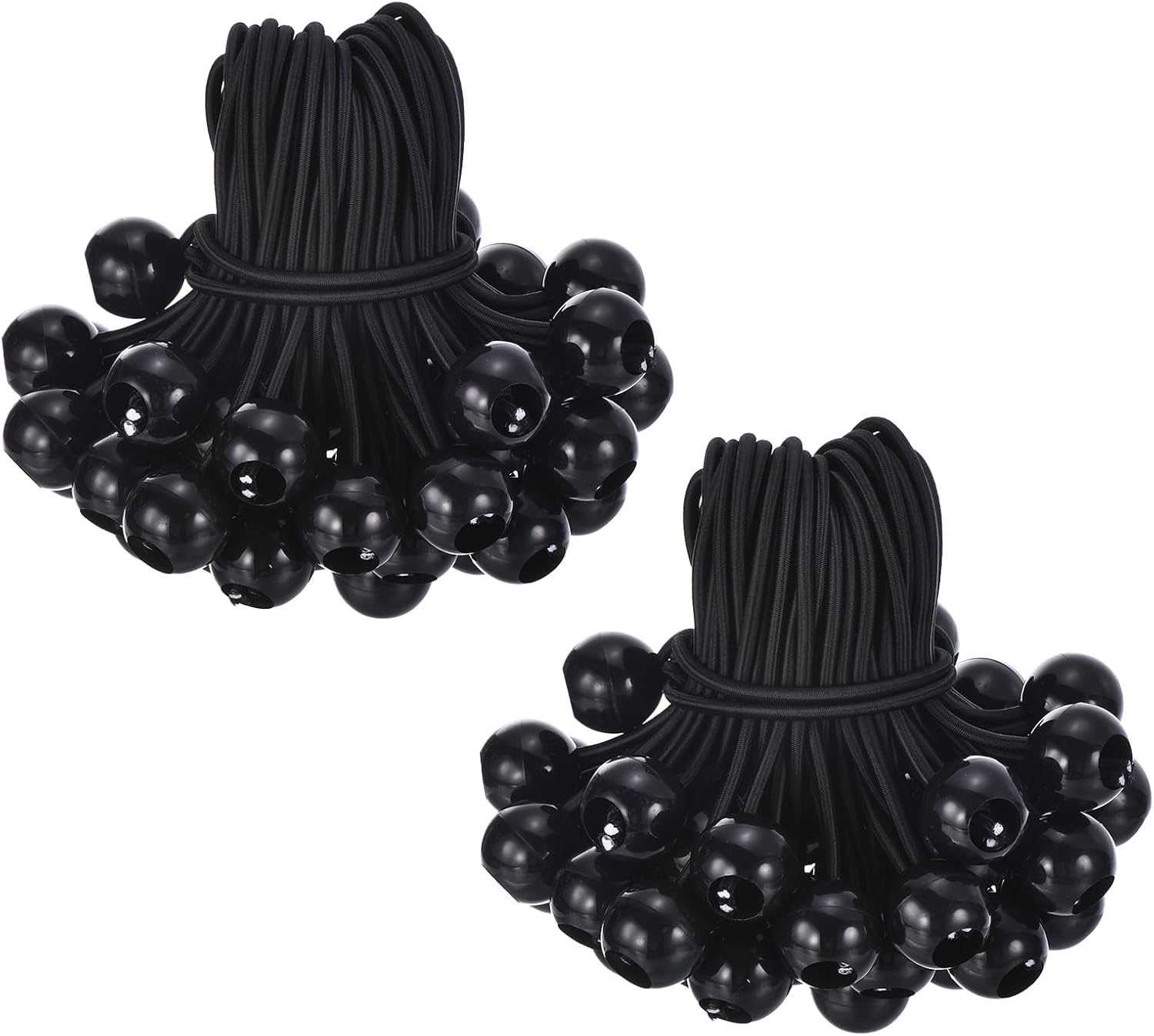 PATIKIL 9 Inch Tarp Ball Bungee Cord, 100 Pack Bungee Cords with Balls Canopy Tarp Tie Downs Cords Elastic String for Outdoor Camping Cargo Shelter Tent Poles, Black