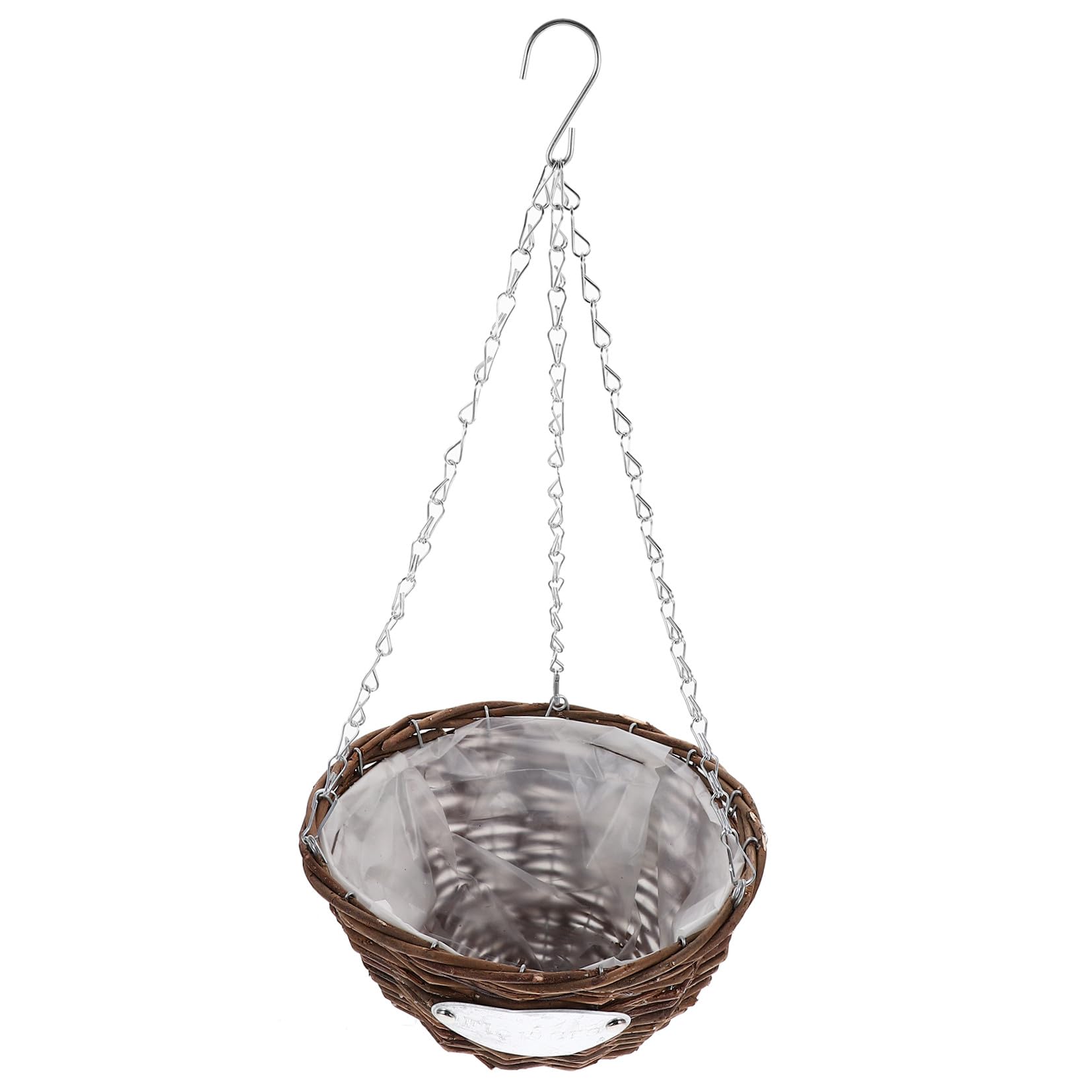 HOMSFOU 2 Pezzi Vasi da Appendere in Rattan e Metallo Marrone per Piante, Cesti Sospesi Decorativi per Balcone e Giardino Esterno