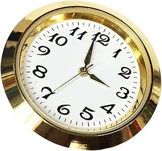 Milageto 1-7/16 inch (36 mm) Clock Insert Clock Fit up with Black Numerals Fit Diameter 1-3/8 inch Hole Metal Mini Clock Easy to Read for Clock Part, Aureate