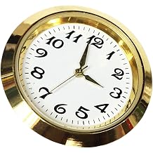 Milageto 1-7/16 inch 36 mm Clock Insert Clock Fit up with Black Numerals Fit Diameter 1-3/8 inch Hole Metal Mini Clock Easy to Read for Clock Part, Aureate