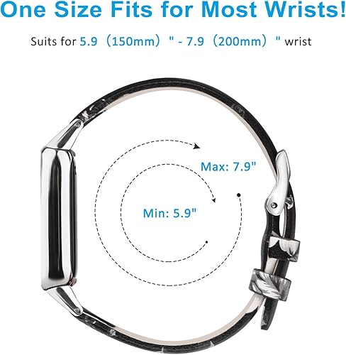 Miniatura 4 de VANCLE Correa de cuero compatible con Fitbit Luxe Band, correa de cuero delgada ajustable, correa de repuesto para reloj inteligente Fitbit Luxe