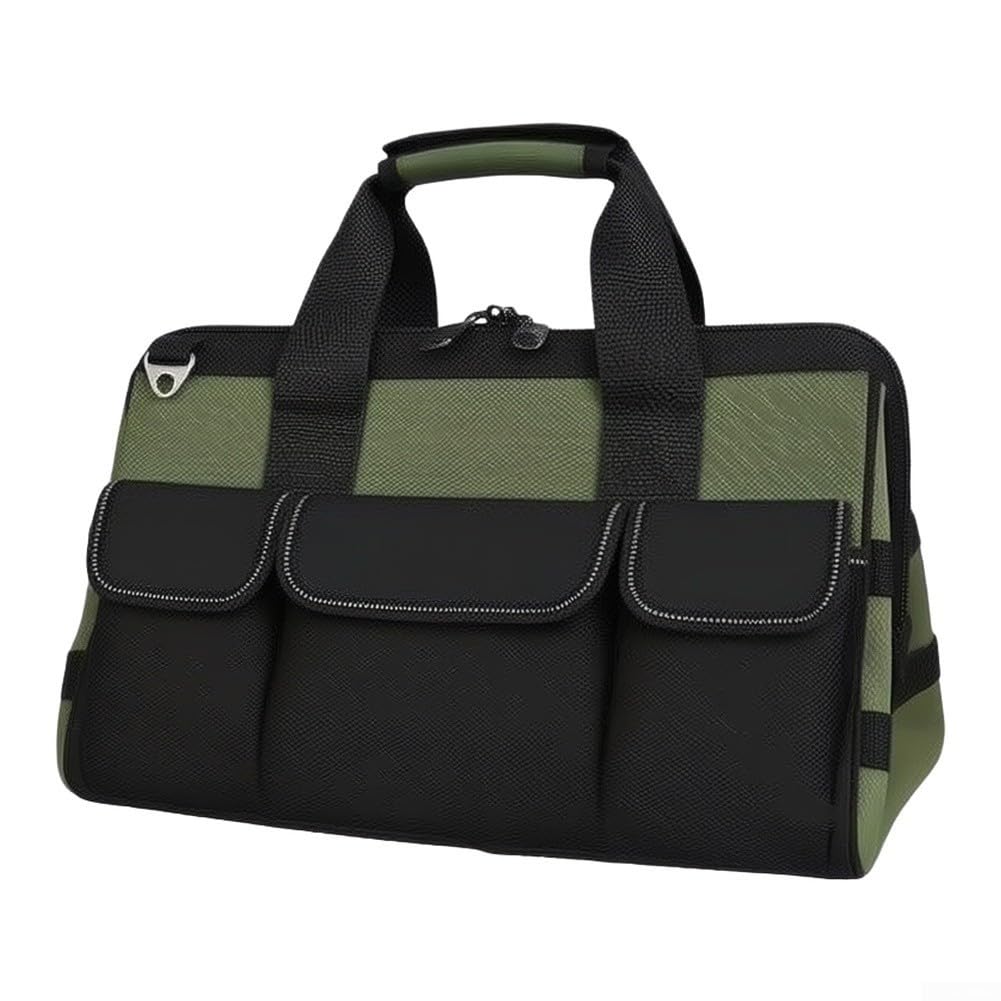 Bolsa de Herramientas para profesional Base Rígida 600D Oxford Gran Capacidad con 8 Bolsillos para Electricista Carpintero 45cm(Army Green)