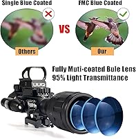 Vista 2 de UUQ 4-12&16X50 AO Mira para Rifle Rojo/Verde Iluminada, Retícula Range Finder con Láser Verde - Visor Holográfico de Punto Rojo Reflex - 5 Modos